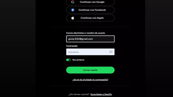 cambiar la contraseña de spotify pc